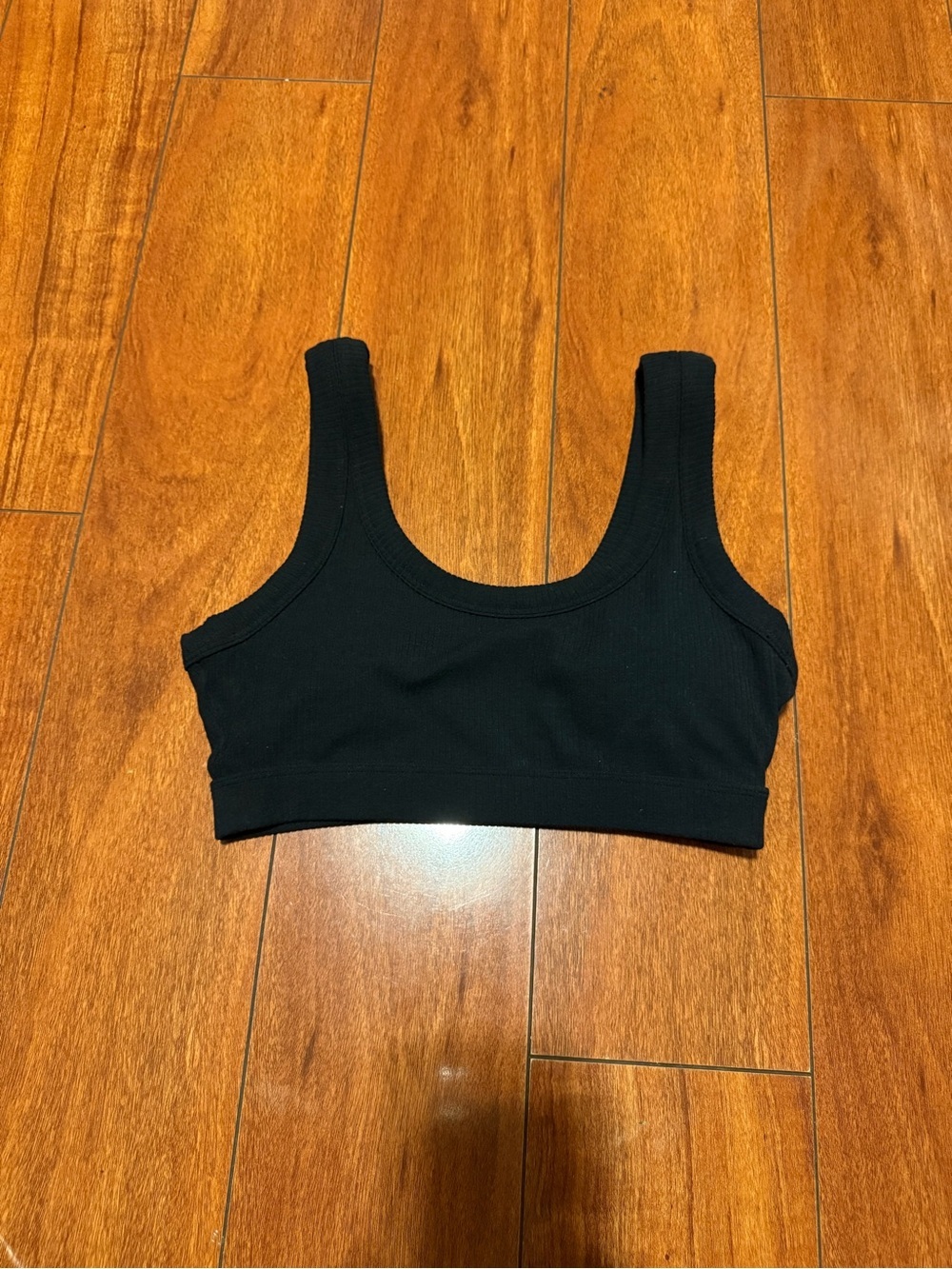Black Ribbed Scoop Neck Bralette